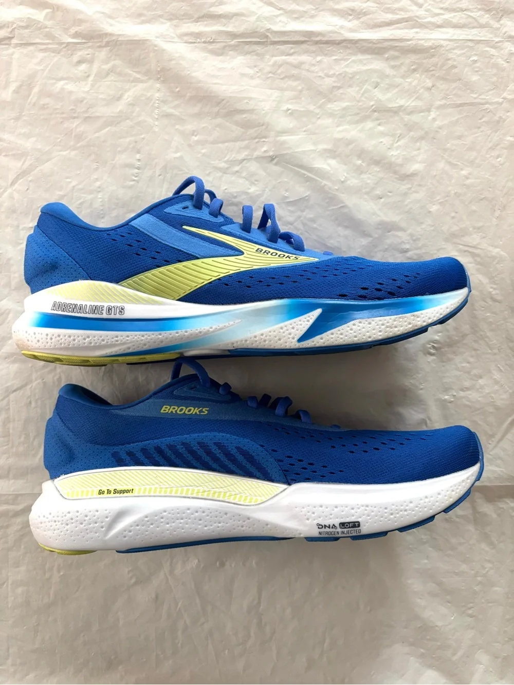 NWOT Brooks Adrenaline Blue Yellow GTS 24 Running Sneakers Shoes SZ 10.5